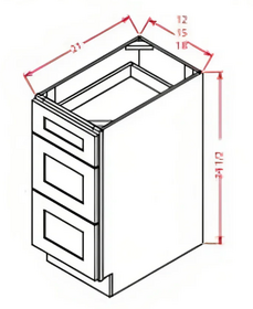 White Shaker Vanity Drawer Base Cabinets with Three Drawers: Classic Elegance and Ample Storage for Your Bathroom