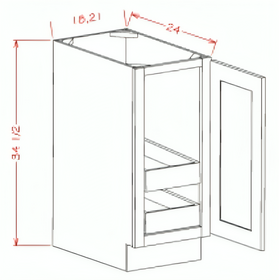 White Shaker - Full Height Single Door Double Rollout Shelf Bases, SW-B18FH2RS, SW-B21FH2RS