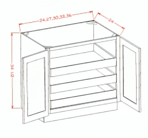 White Shaker - Full Height Double Door Triple Rollout Shelf Bases