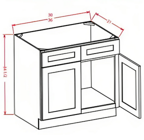 White Shaker Vanity Sink Bases with a Double Door and Double Drawer Front