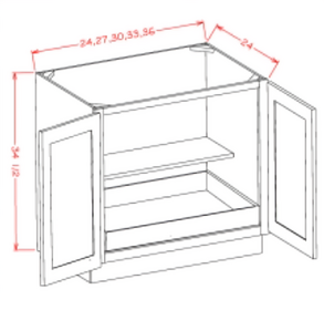 White Shaker - Full Height Double Door Single Rollout Shelf Bases