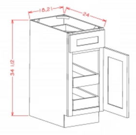 White Shaker - Single Door Double Rollout Shelf Bases SW-B182RS SW-B212RS