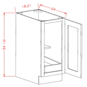 White Shaker - Full Height Single Door Single Rollout Shelf Bases - SW-B18FH1RS, SW-B21FH1RS