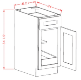 White Shaker - Single Door Single Rollout Shelf Bases SW-B181RS SW-B211RS