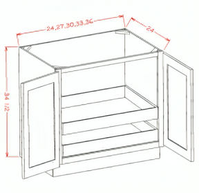 White Shaker - Full Height Double Door Double Rollout Shelf Bases