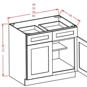 Shaker White - Double Door Double Drawer Bases