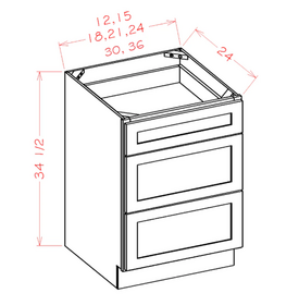 Shaker White - 3 Drawer Bases