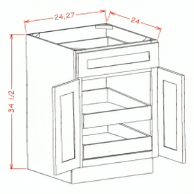 White Shaker - Double Door Double Rollout Shelf Bases