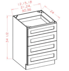 White Shaker - Four Drawer Base